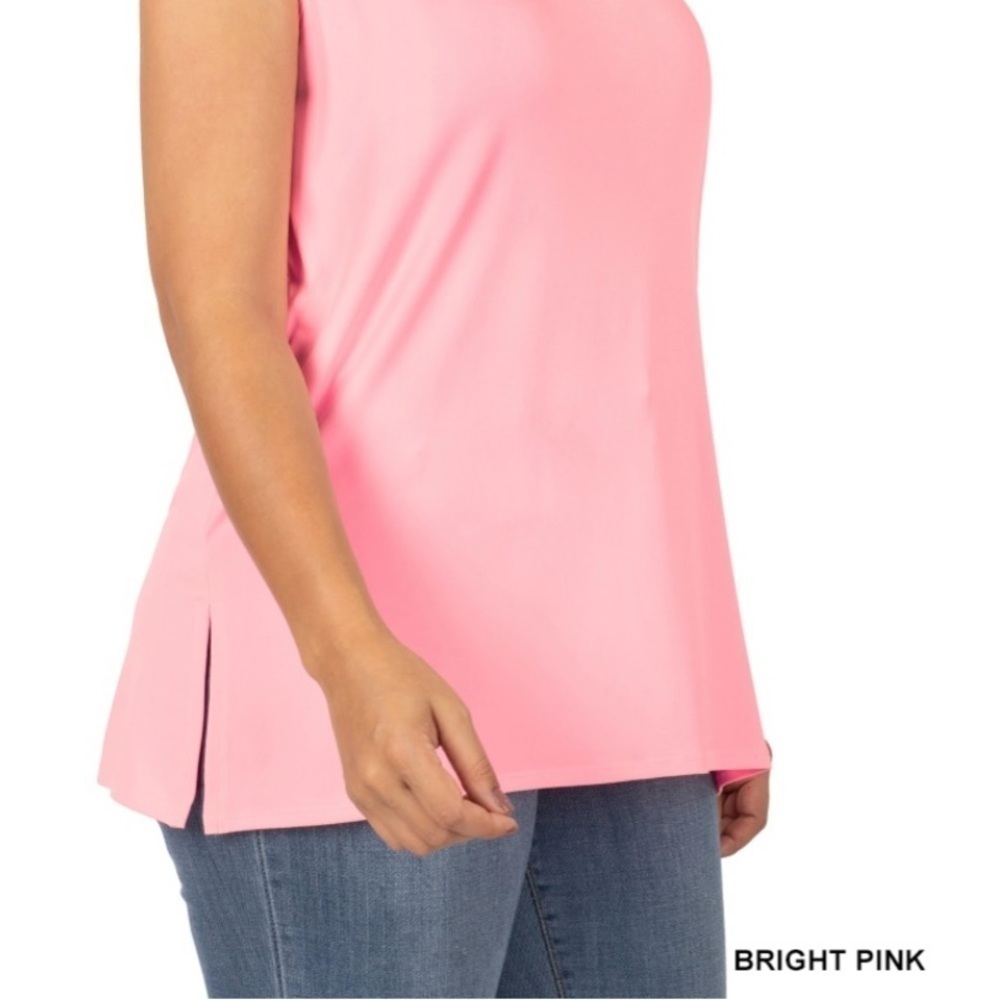 New!Plus Size Pink Sleeveless Split Hem Women's Top Size 1X 2X - Picture 3 of 4